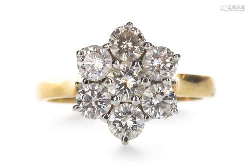 A DIAMOND FLOWER CLUSTER RING