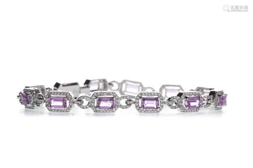 A PINK SAPPHIRE AND DIAMOND BRACELET