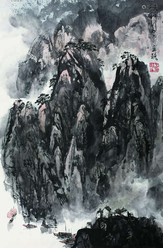 王路（b.1936） 1993年作 峡江行 镜心 纸本设色