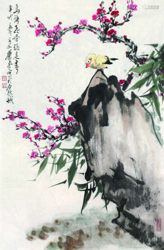 萧平（b.1942） 2011年作 鸟语花香 镜心 纸本设色