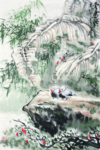 萧平（b.1942） 2011年作 冬雪艳 镜心 纸本设色