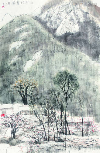 张仁芝（b.1935） 山村秋暮图 镜心 纸本设色