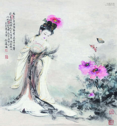 白伯骅（b.1944） 贵妃牡丹图 镜心 纸本设色