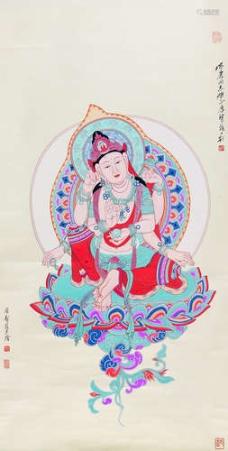 潘絜兹（1915-2002） 佛像 立轴 纸本设色