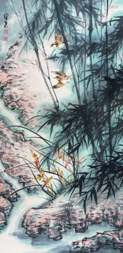 陈佩秋（1922-2020） 竹雀图 立轴 纸本设色