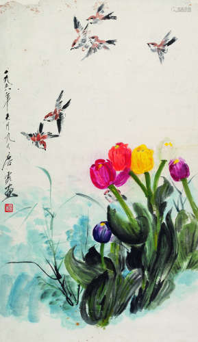 唐云（1910-1993） 1978年作 鸟雀图 镜心 纸本设色