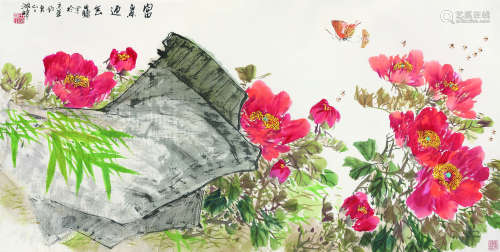 田镛（1938-2020） 富贵迎春 镜心 纸本设色