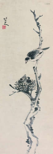 八大山人（1626-1705） 花鸟 立轴 纸本设色