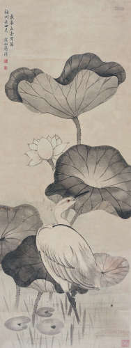 蒋溥（1708-1761） 1740年作 花花白鹭 立轴 纸本设色