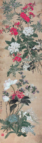 顾洛（1762-1837） 花卉 立轴 绢本设色