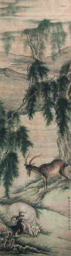 沈铨（1682-?） 三羊开泰 立轴 绢本设色