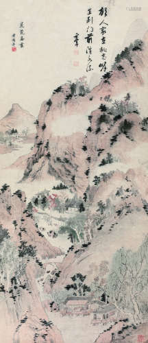 叶有年（1590-1669） 山水 立轴 纸本设色