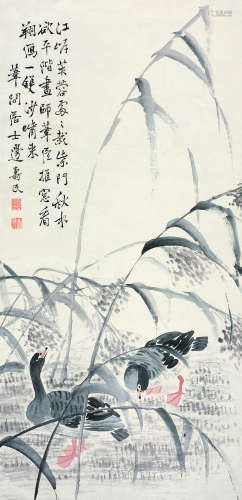 边寿民（1684-1752） 芦雁 立轴 纸本设色