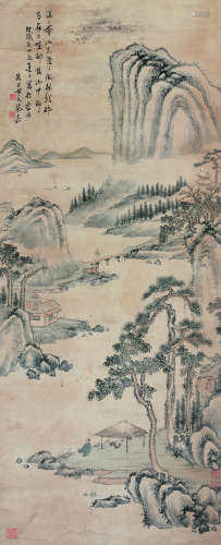 蔡嘉（1686-1779） 1777年作 湖山养性图 立轴 纸本设色