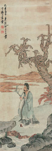 陈洪绶（1598-1652） 1629年作 人物 立轴 纸本设色