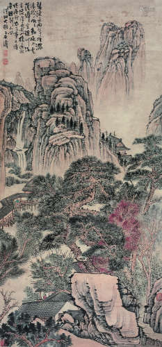 石涛（1630-1724） 山居图 立轴 纸本设色