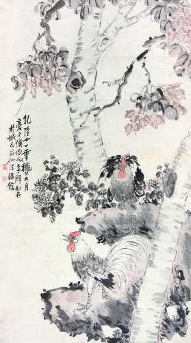 李鳝（1686-1762） 1746年作 双吉 立轴 纸本设色