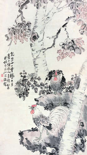 李鳝（1686-1762） 1746年作 双吉 立轴 纸本设色