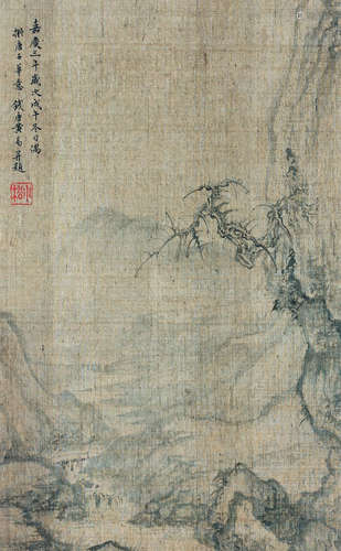 黄易（1744-1802） 1798年作 山水 立轴 绢本设色