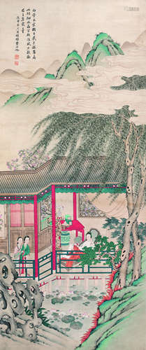 费丹旭（1801-1850） 1848年作 仙山楼阁 立轴 纸本设色