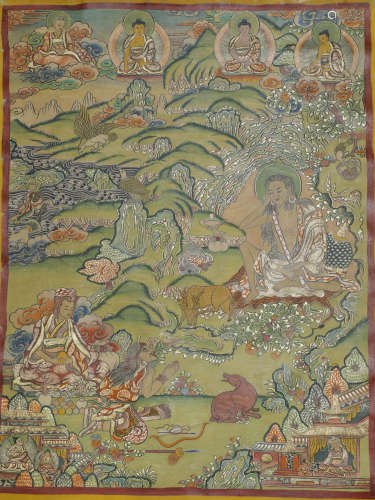 Qing Dynasty - Calfskin Buddha Painting
