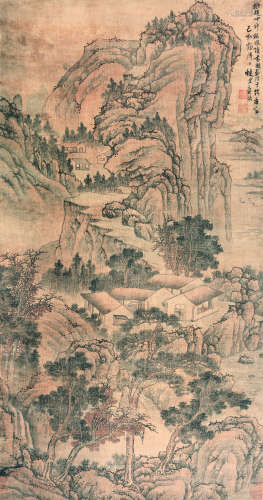蓝瑛（1585-1664） 1659年作 秋窗读书图 立轴 绢本设色