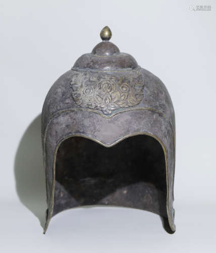 Liao Dynasty-Silver Dragon Helmet with Gold Tracing
