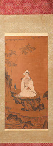 vertical water and wash painting by Lin Li from Qing清代水墨人物畫
作者李鱗
絹本立軸