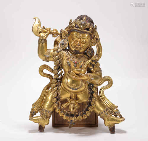 copper and gold buddha from Ming明代铜鎏金大黑天