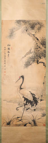 vertical water and wash painting by Pin Luo from Qing清代水墨画
作者；罗聘
纸本立轴