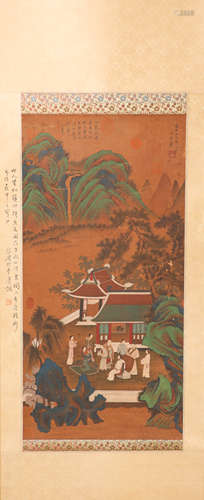 vertical water and wash painting by Yong Zhao from Qing清代青綠水墨畫
作者；趙庸
絹本立軸