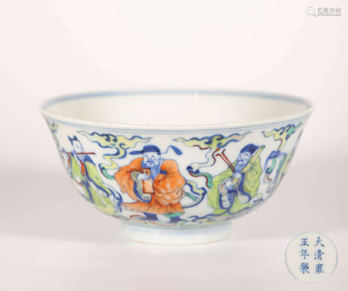 bowl with colored characters from Ming明代五彩人物故事碗