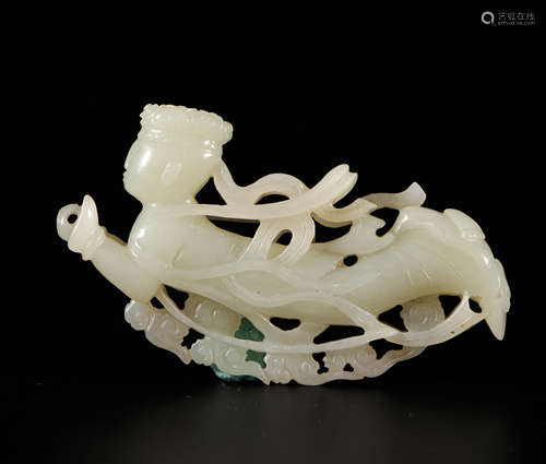 hetian jade flying apsaras from Liao辽代和田玉飞天