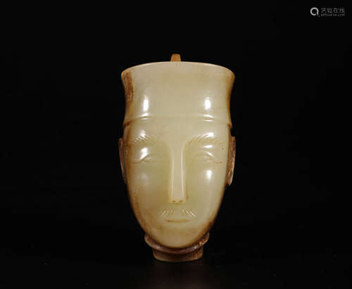 hetian jade head from Han漢代和田玉人頭