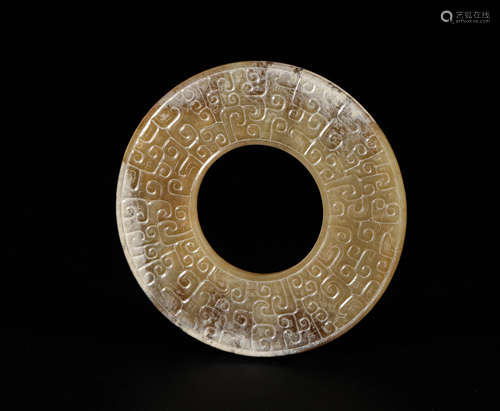 HeTian Jade Disk in Hui form from Han漢代和田玉回字紋玉壁