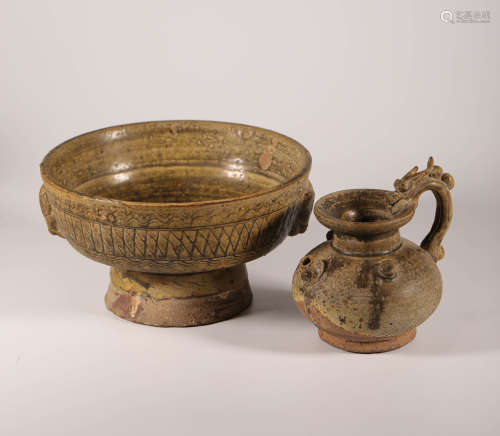 porcelain bowl and bottle from Eastern Jing東晋時期瓷碗和瓷壺