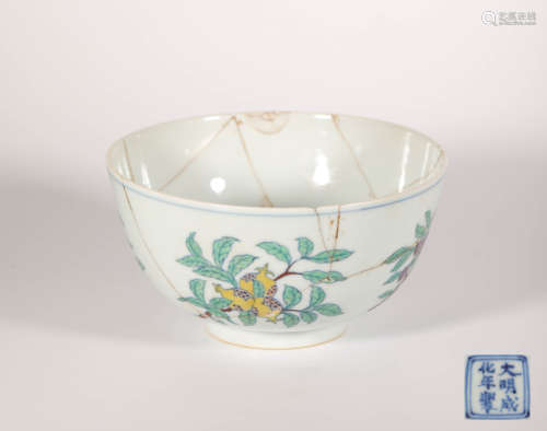 Colored Floral Bowl from Ming明代鬥彩花卉碗