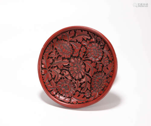 Carved Lacquerware Floral Plate from Qing清代剔紅花卉盤