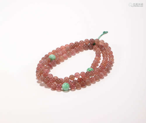 Pink Jade Buddha Beads from Qing清代粉色碧璽佛珠