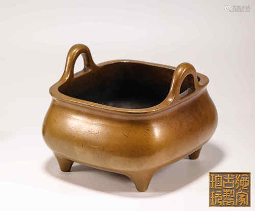 Bronze Two ears Censer from QIng清代銅質雙耳香爐