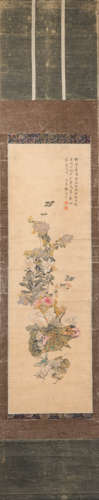 Ink Painting Album from MeiLanFang, Vertical Silk Scroll from Qing清代水墨花卉畫
作者；梅蘭芳
絹本立軸