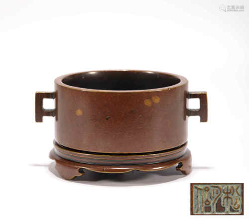 Bronze Two ears Censer from Qing清代銅質雙耳香爐