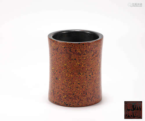 Lacquerware Pen Holder from Qing清代漆皮筆筒