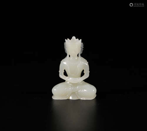 HeTian Jade Buddha Sitting Statue from Qing清代和田玉佛祖坐像