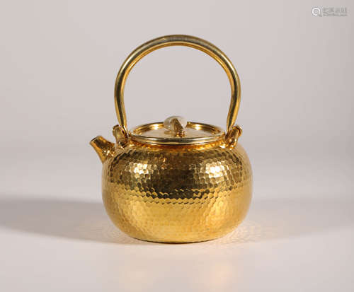 Silvering and Gold Tea Cup from Japan日本純銀鎏金茶壺