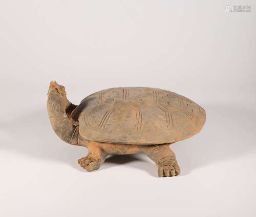 Ceremaic Inkstone in Turtle form from Han漢代陶器雙龜硯台