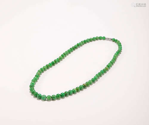 Green Jade Necklace from Qing清代老翡翠項鏈