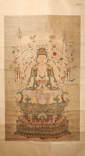 Ink Painting in Buddha Statue, vertical scroll from Qing清代水墨畫
菩薩佛造像
紙本立軸