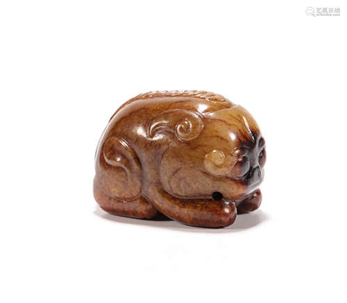 HeTian Jade Beast from Ming明代和田玉獸