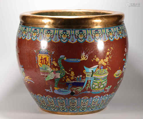 Cloisonne Silk Cylinder from Qing清代景泰藍絹缸